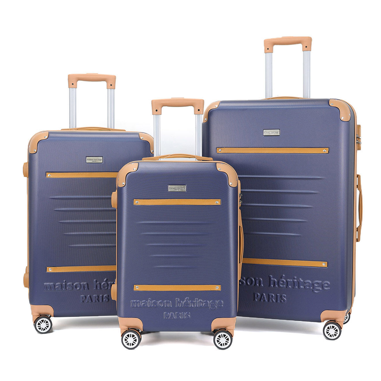 Maison Héritage 3 Valises 4 roues doubles Trocadéro 55/65/75 cm bleu marine