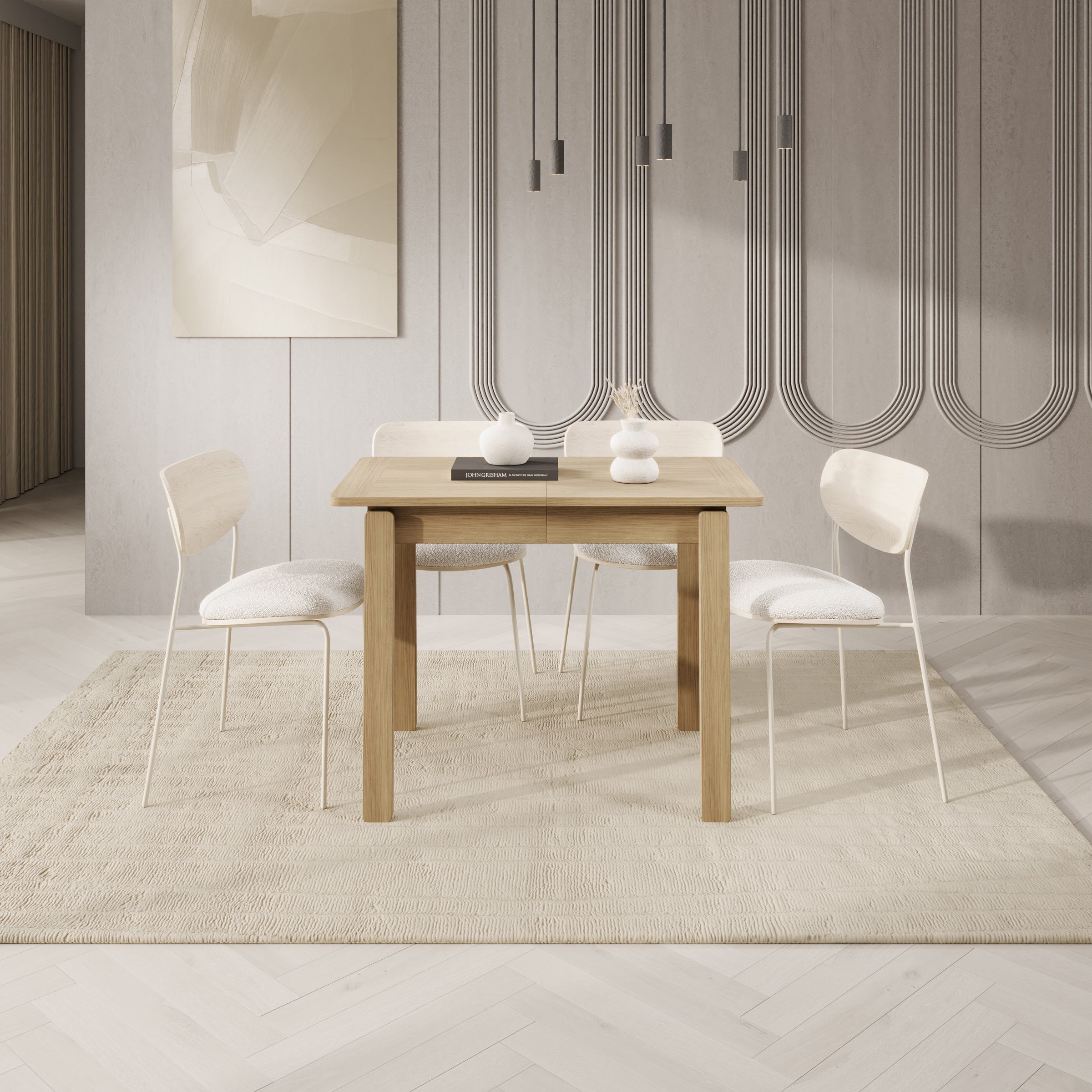 Portino - Eetkamertafel - Licht eiken - 104-224x60x77 cm