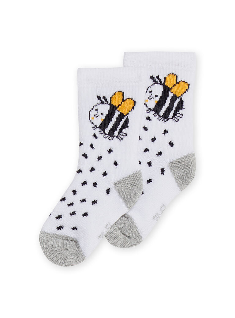 Chaussettes blanches motifs coccinelles naissance mixte