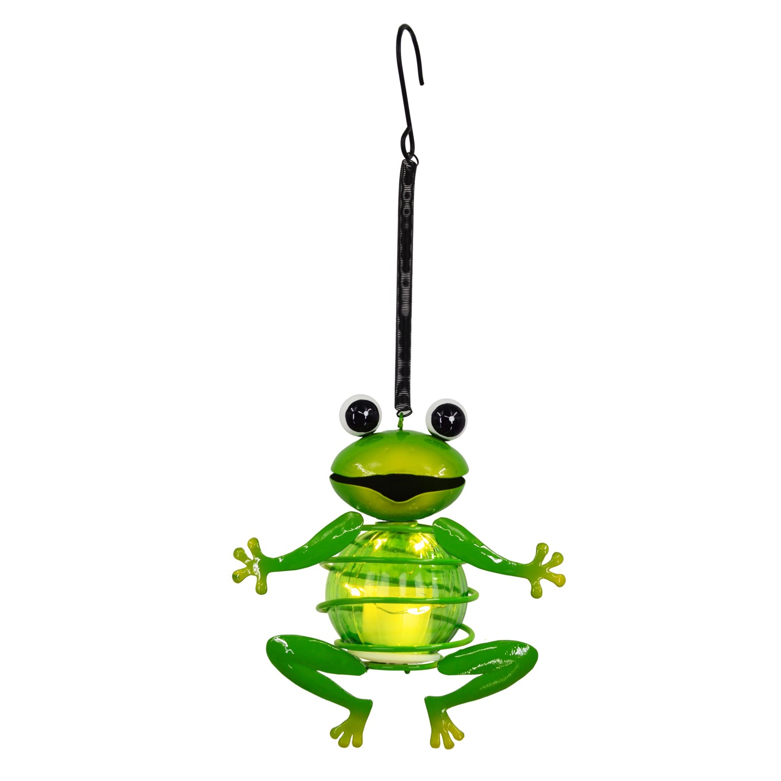 2er-Set LED-Deko-Hänge-Solarleuchte FROSCH - grün