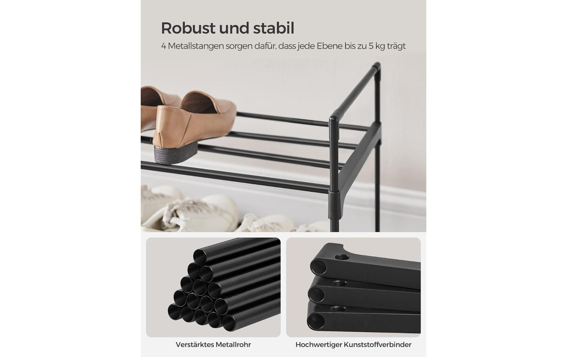 Schuhorganizer 92 x 30 x 34 cm, SchwarzSchuhgestell auf 2 Ebenen