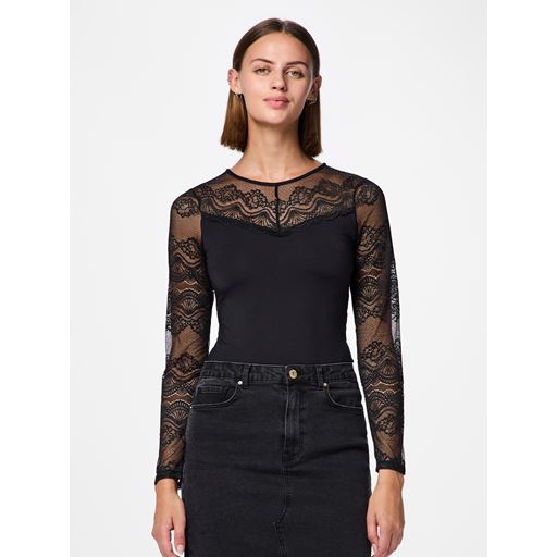 Pieces Sinna Langærmet Bodystocking, Black, M