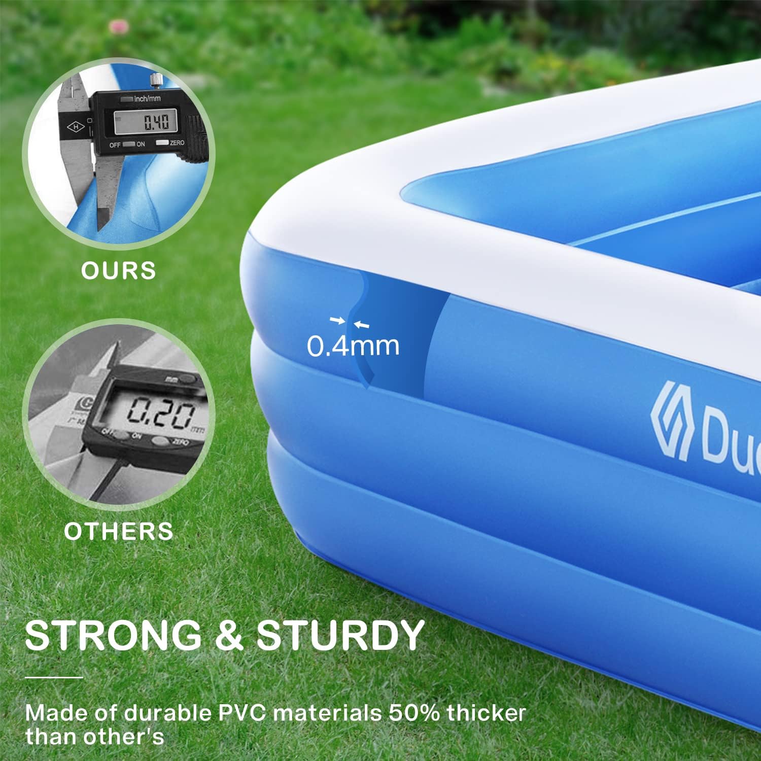 Duerer Aufblasbarer Pool Rechteckig, 241cm x 142cm x 56cm, Planschbecken groß für Kinder und Erwachsene Sommer Party, Aufblasbare Schwimmbecken, Familien Swimming Pool für Garten, Outdoor, Easy Set