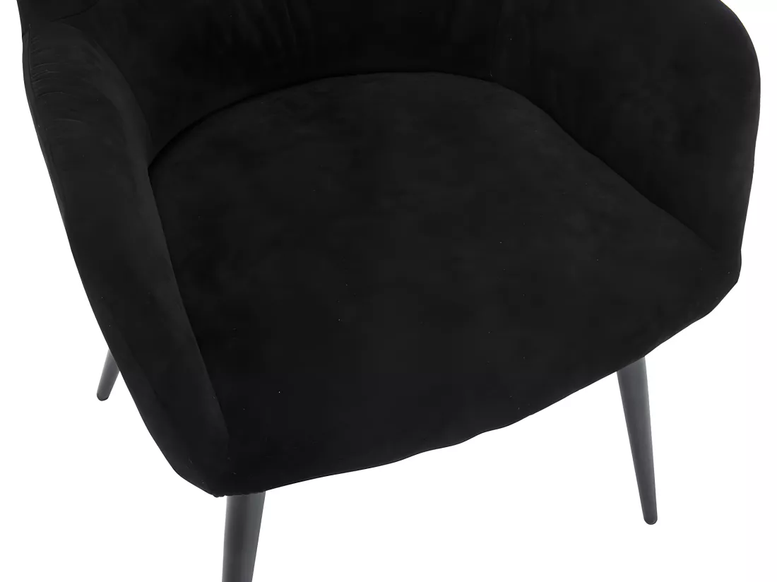 Lot de 6 chaises avec accoudoirs en tissu et métal - Noir - HEKA