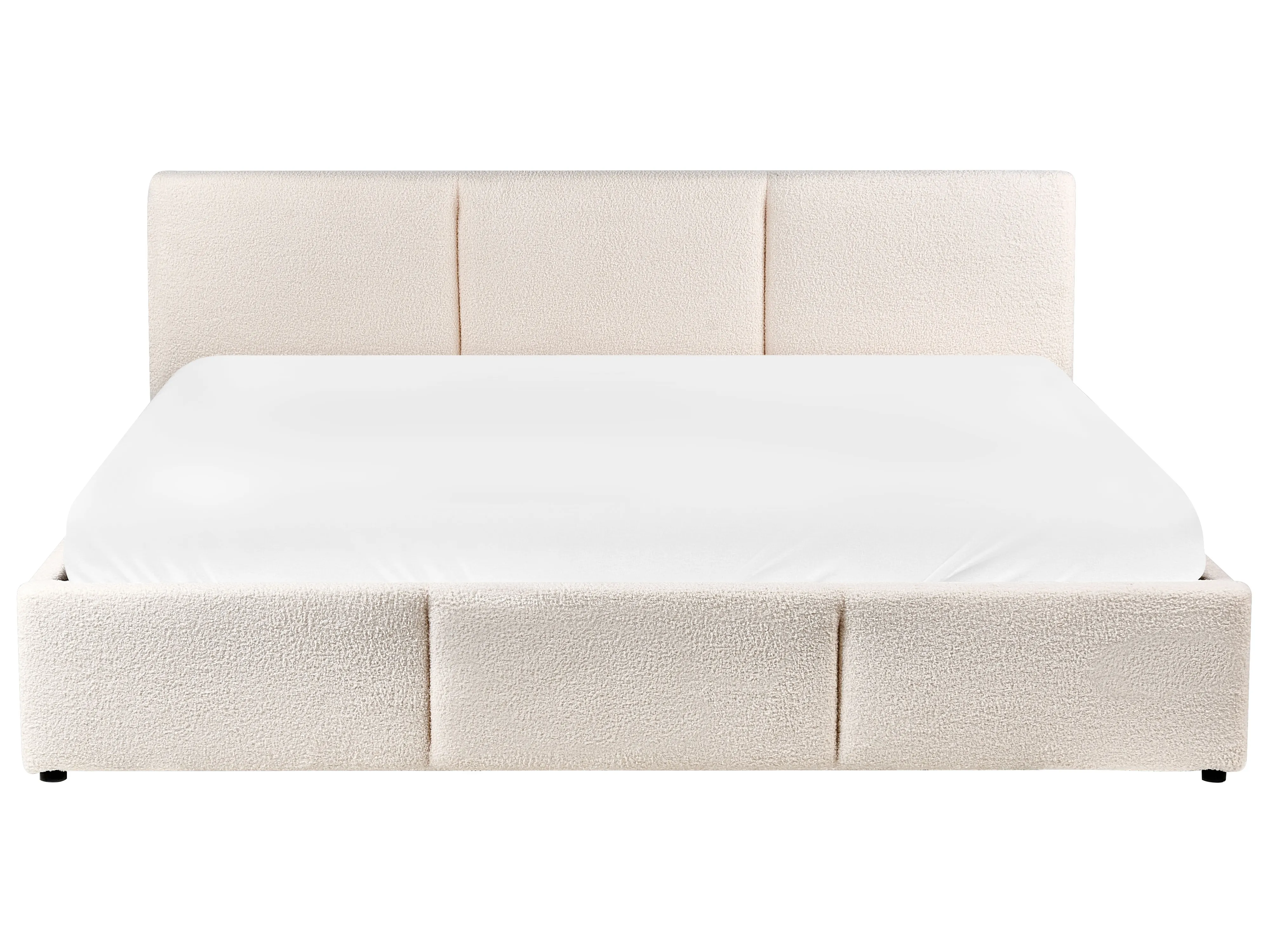 Bed met opbergruimte Bouclé BOUSSE 180 x 200 cm Gebroken wit