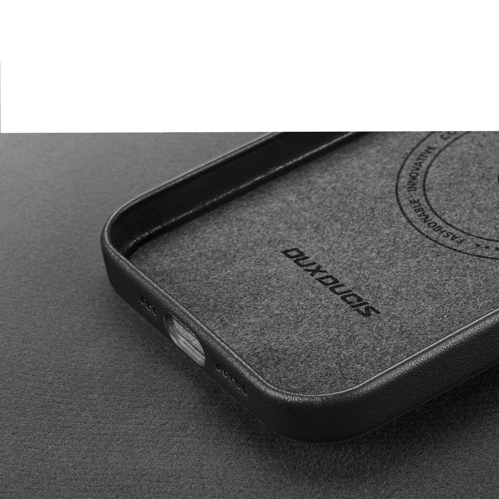 iPhone 14 MagSafe Hardcase Leder Hülle Back Case - Schwarz