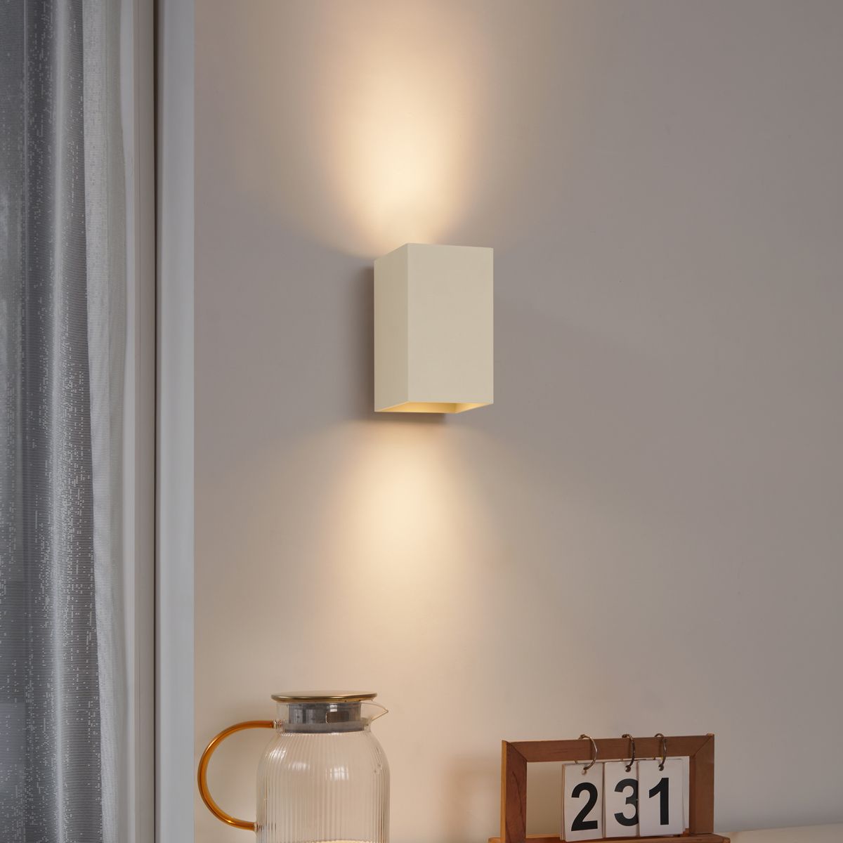 Moderne wandlamp beige GU10 50mm vierkant 2-lichts - Sandy