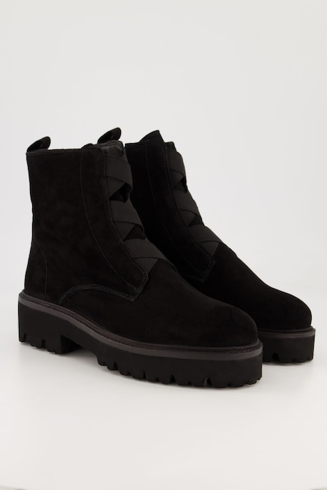 Leder-Boots, Elastikbänder, Zipper, Weite H
