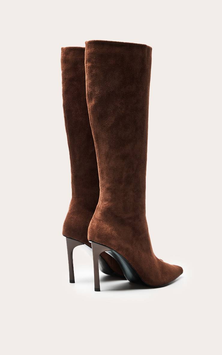 Chocolat Botte Haute À Talon En Synthétique