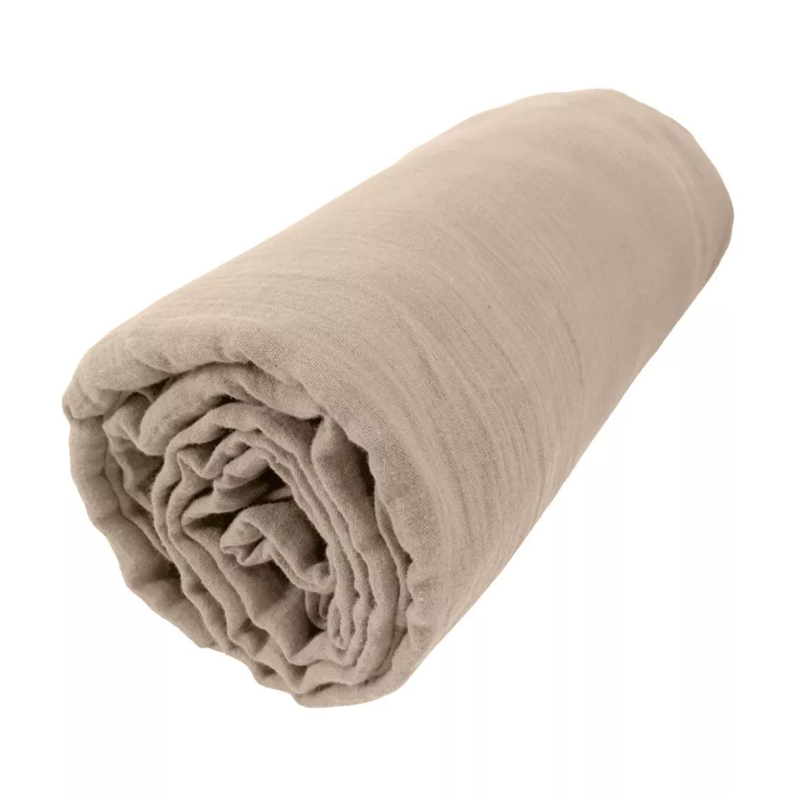 Drap housse gaze de coton (140 x 190 cm) Gaïa Ficelle