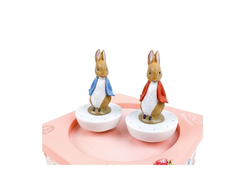 trousselier Spieluhr tanzend Peter Hase, Erdbeeren Magnetische Musikspieldose