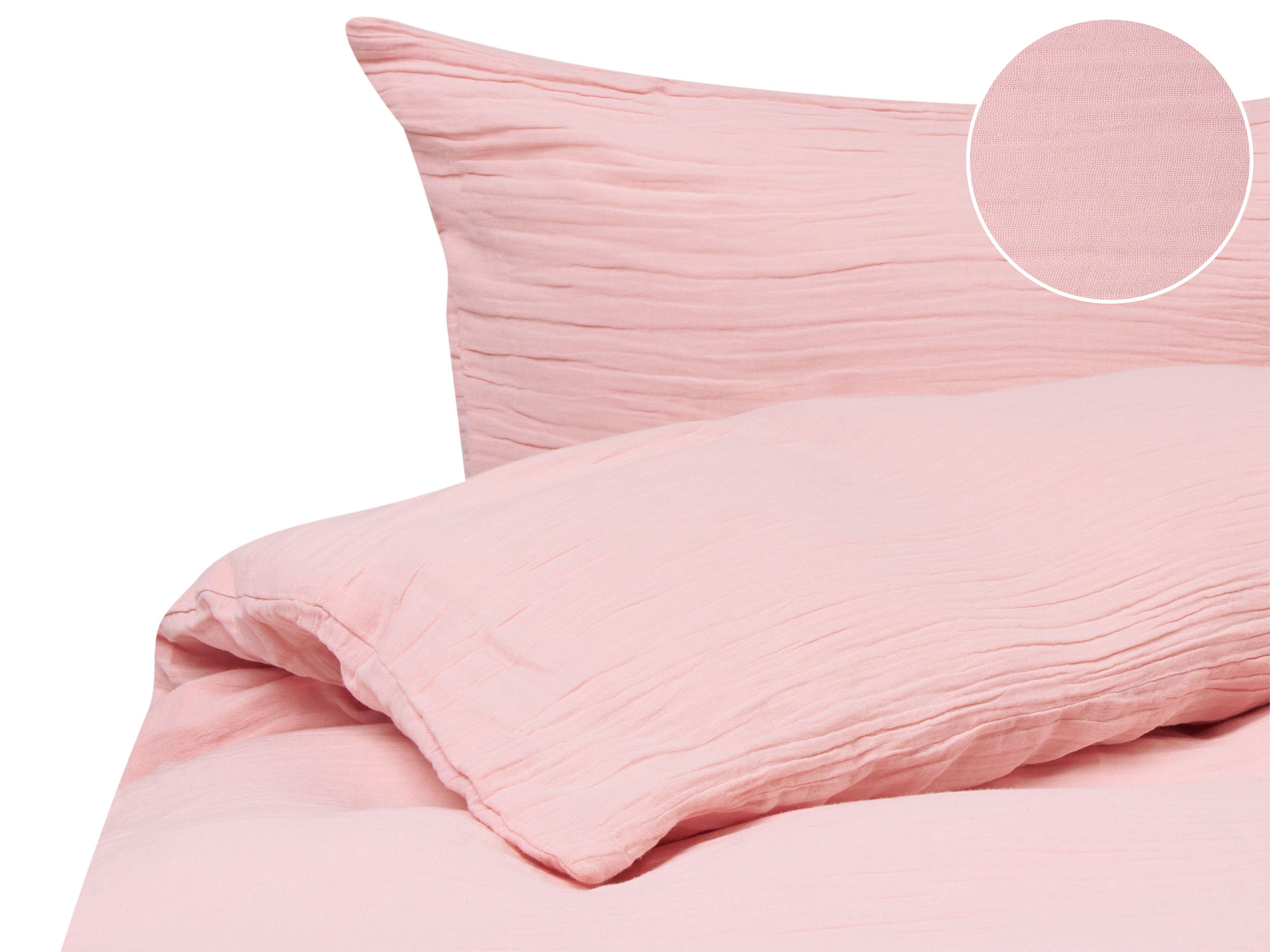 Dekbedovertrekset SUMNER Mousseline 220 x 240 cm Pastelroze