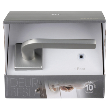 Karwei deurkruk set Enzo vierkant rozet RVS look aluminium