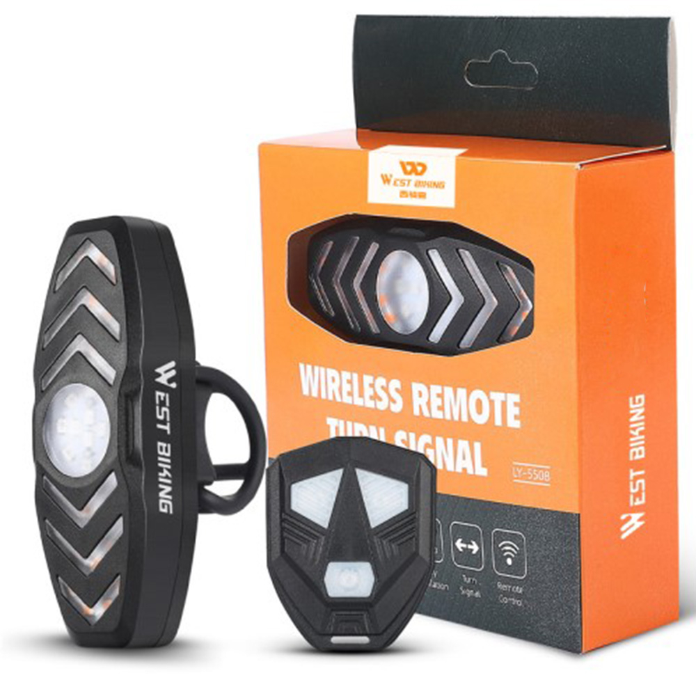 2in1 Wiederaufladbares USB Velo Fahrrad Blinker Rücklicht LED Bremslicht Warnlicht inkl. Fernbedienung / Hupe (80 Lumen)