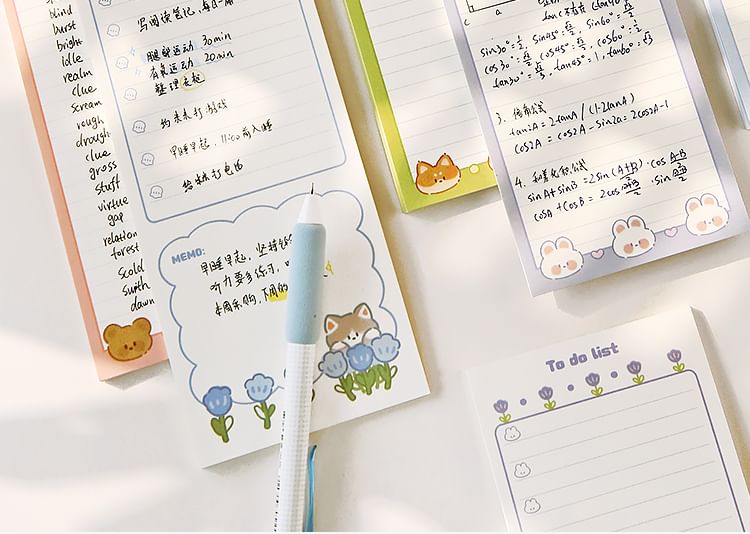 Schattige essentials - memoblok met dierenprint / planner (verschillende designs)