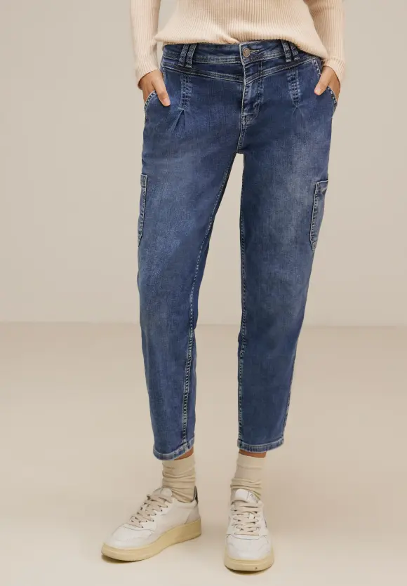 Loose Fit Balloon Jeans - indigo random wash