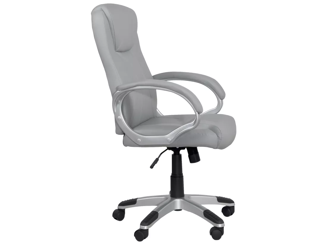 Fauteuil Direction simili cuir basculante hauteur réglable pivotant accoudoir rembourré BORA (gris)