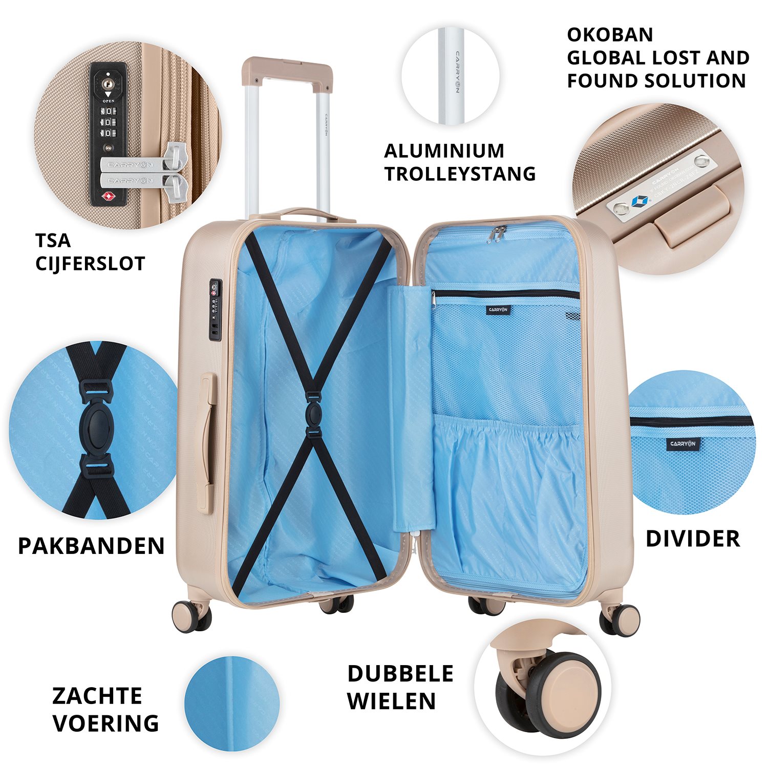 CarryOn Skyhopper 4 Wiel Trolley 68 Expandable champagne