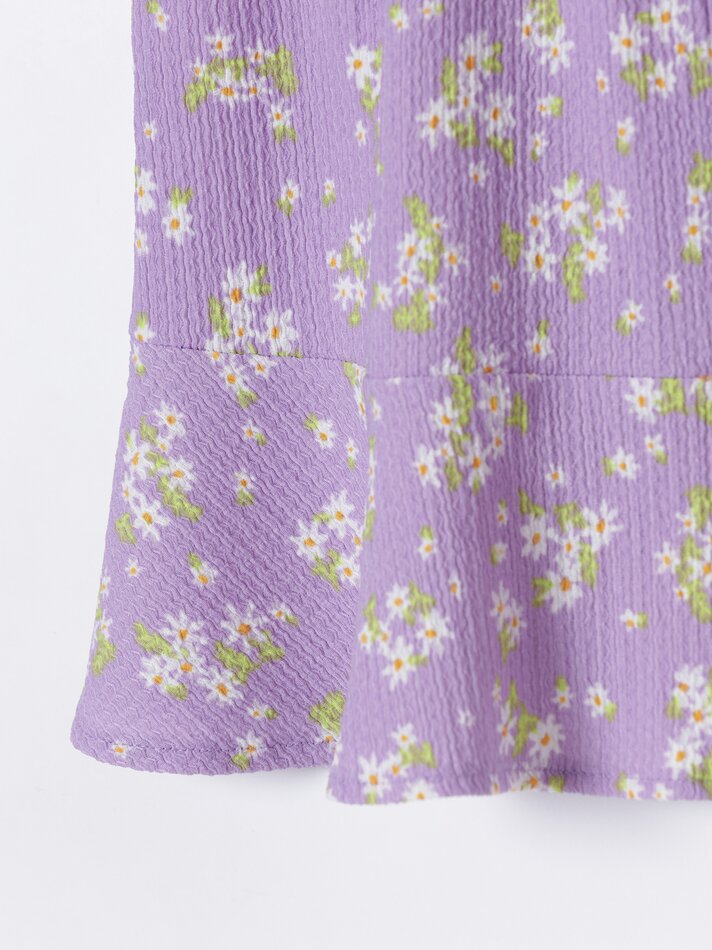 Saia com babados estampada - Lilás