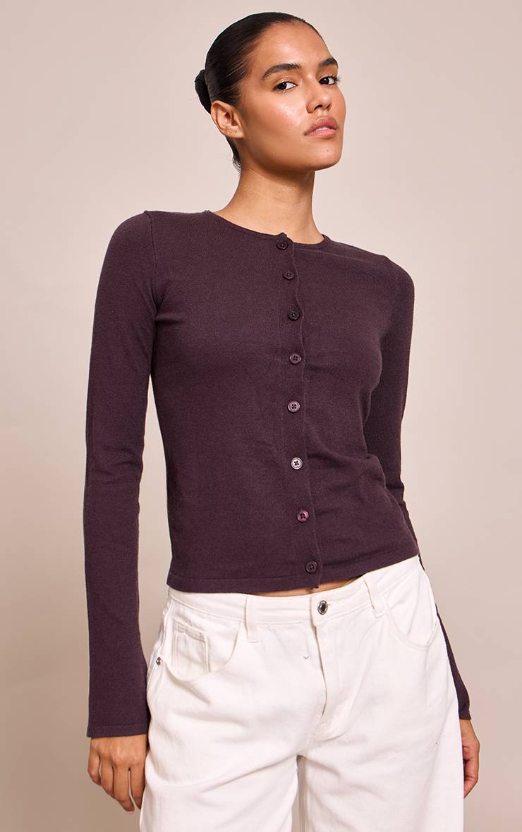 Chocolat Cardigan En Maille Fine Boutonné