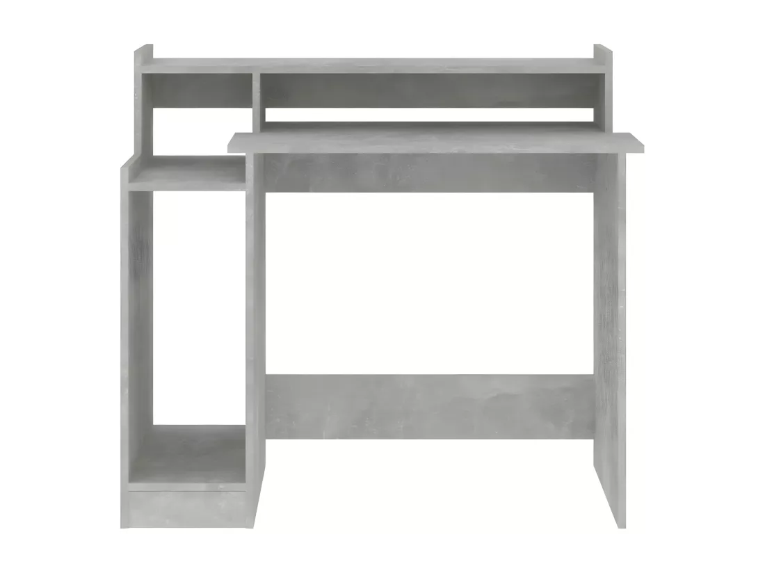 Bureau et lumières LED Gris béton 97x45x90 cm Bois d'ingénierie