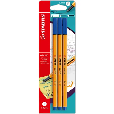 Fineliner - STABILO point 88 - 3er Pack - blau