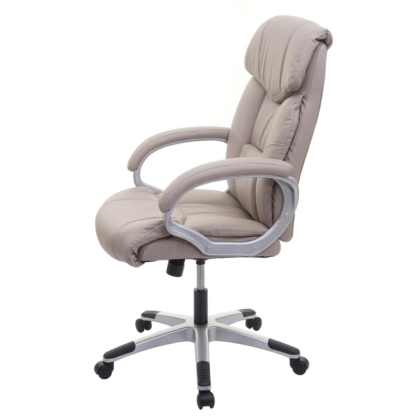 Bürostuhl MCW-A71, Chefsessel Drehstuhl, Kunstleder ~ taupe-grau-grau