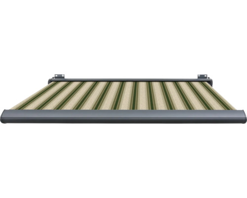 SOLUNA cassettescherm Exclusiv 2x1,5 doekdesign 320b70 frame RAL 7016 antracietgrijs aandrijving rechts incl. motor en wandschakelaar