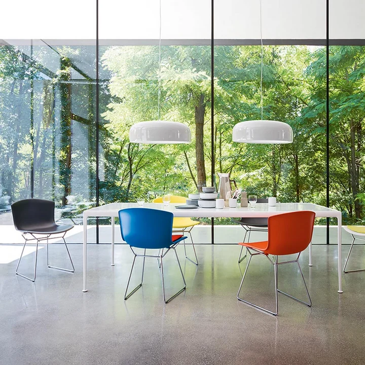 Knoll - Bertoia Kunststoff-Stuhl, Chrom / weiss