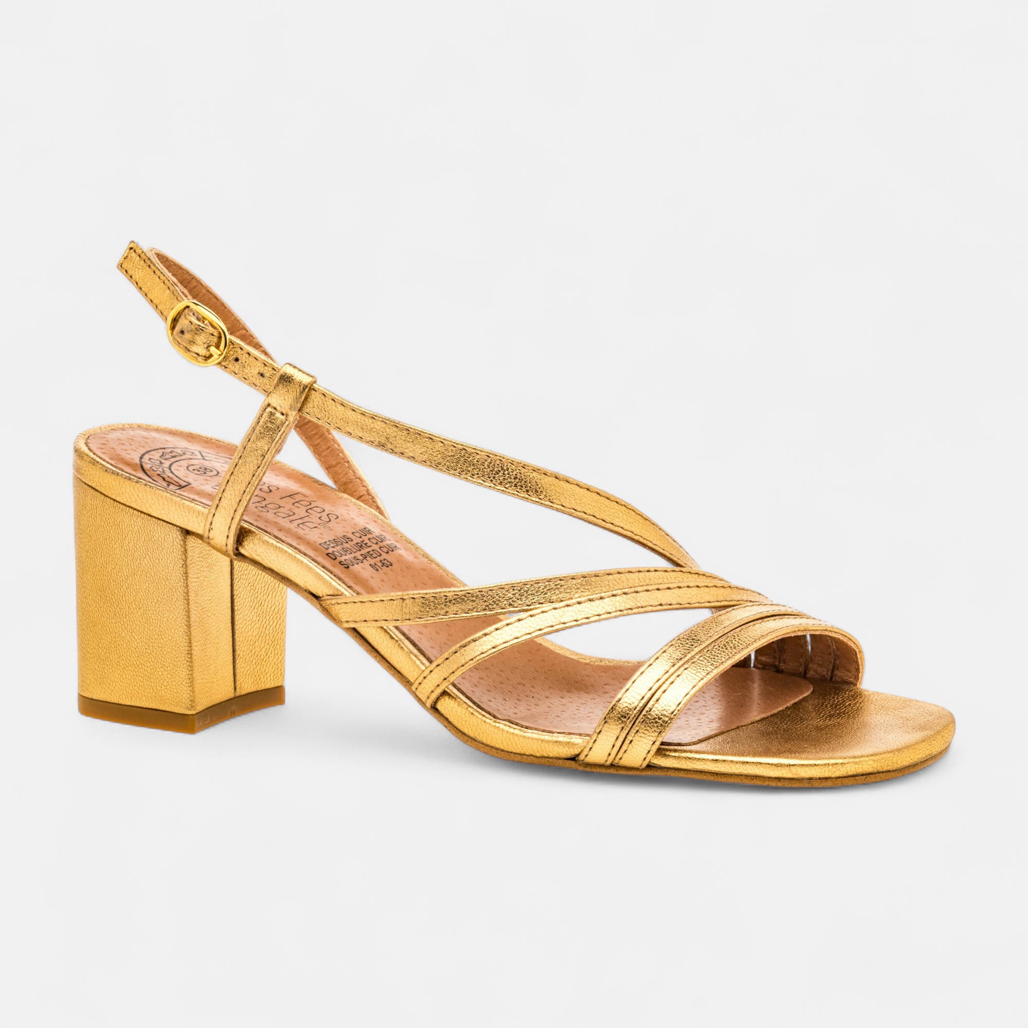 Nu-pieds à talon Femme en cuir or