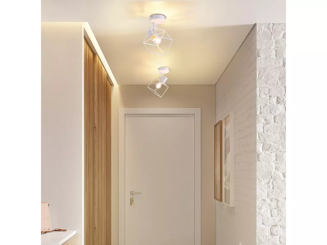 NETTLIFE Spot de plafond noir E14 plafonnier orientable à 350° vintage métal salon