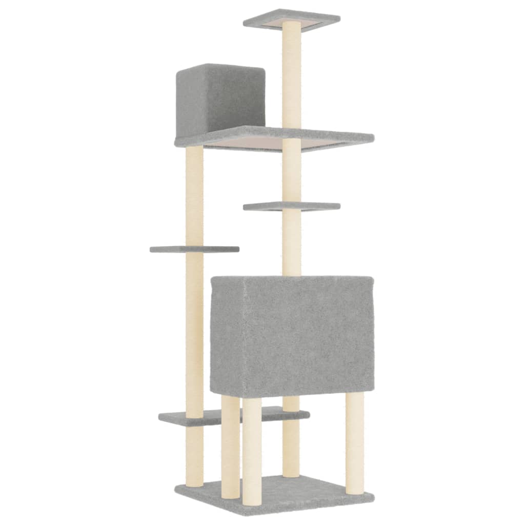 Arranhador para gatos vidaXL com hastes de sisal cinza claro, 154 cm
