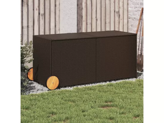 Prolenta Premium - Boîte de rangement de jardin et roues marron 283L poly rotin