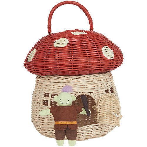 Olli ella opbergmand en poppenhuis paddenstoel - rood - 28 cm
