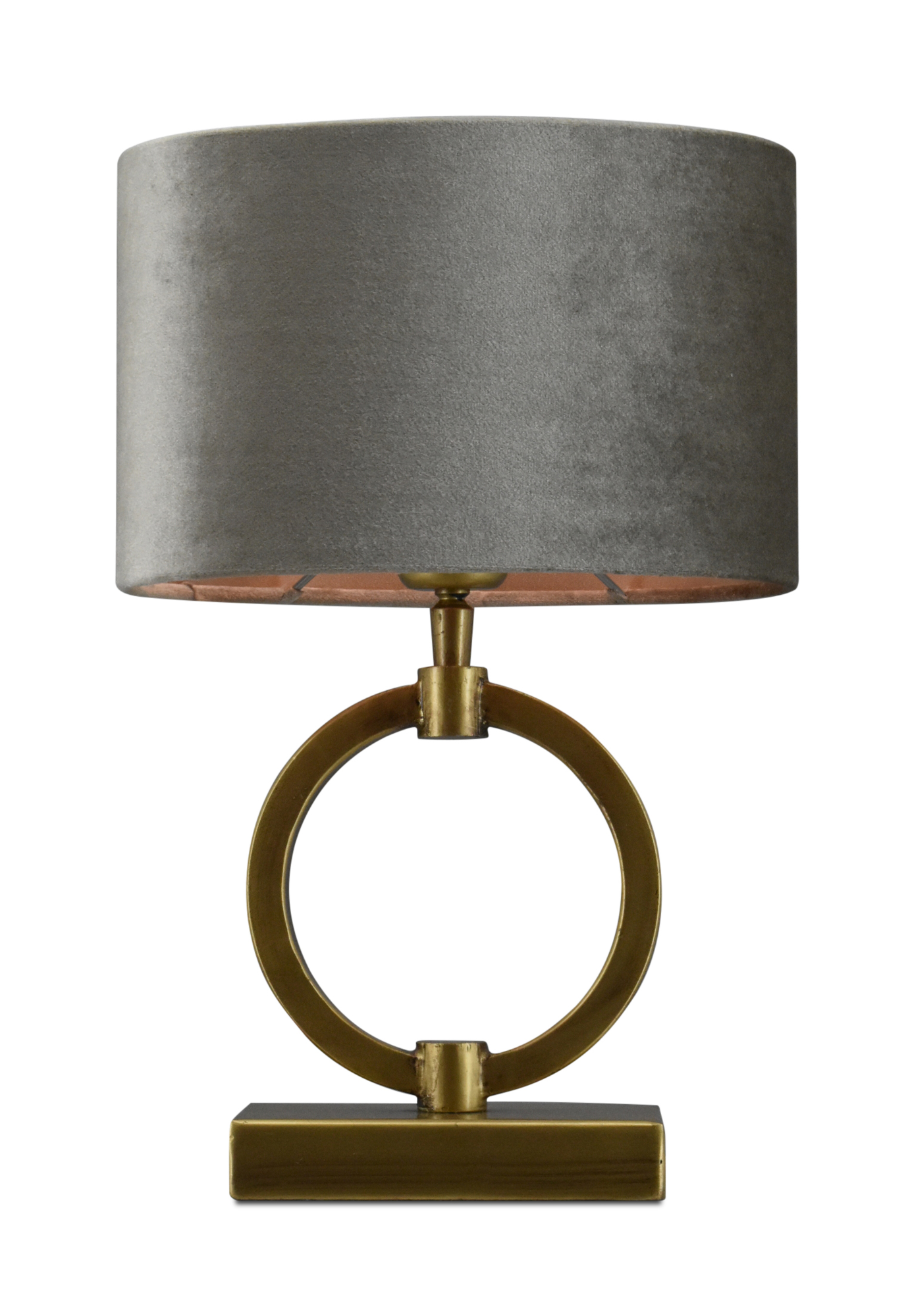 Tafellamp Devon XS bronze + kap Ovaal 25x16x15m Fendi velours taupe ( taupe binnenkant )