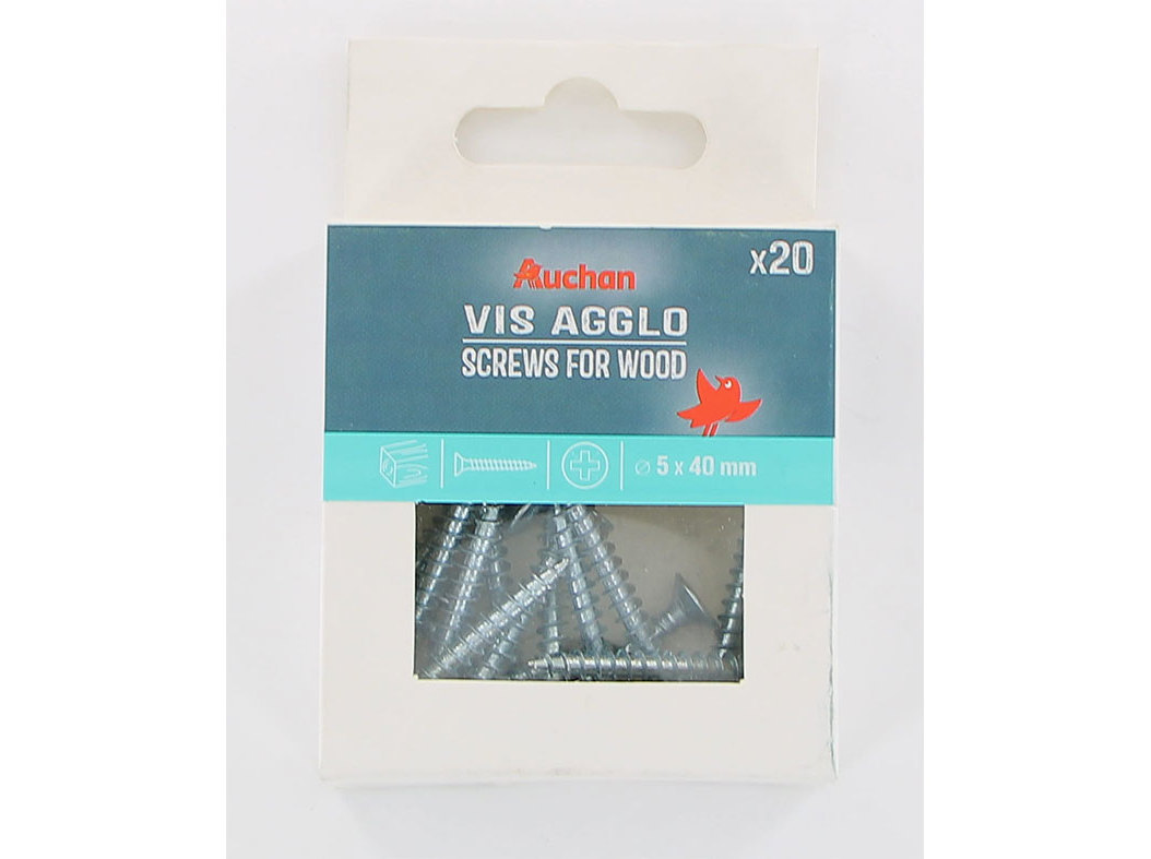 PARAFUSO PARA MADEIRA AUCHAN 20 PEÇAS 5X40MM