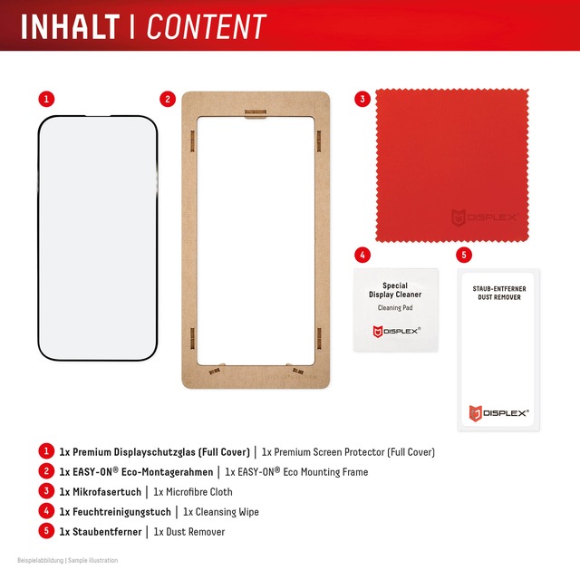 Displex Displayschutzglas »Premium Glass Screen Protector Full Cover« für Apple iPhone 17;Apple iPhone 17 Pro Displayschutzfolie, Schutzfolie, Bildschirmschutz, kratz- & stossfest
