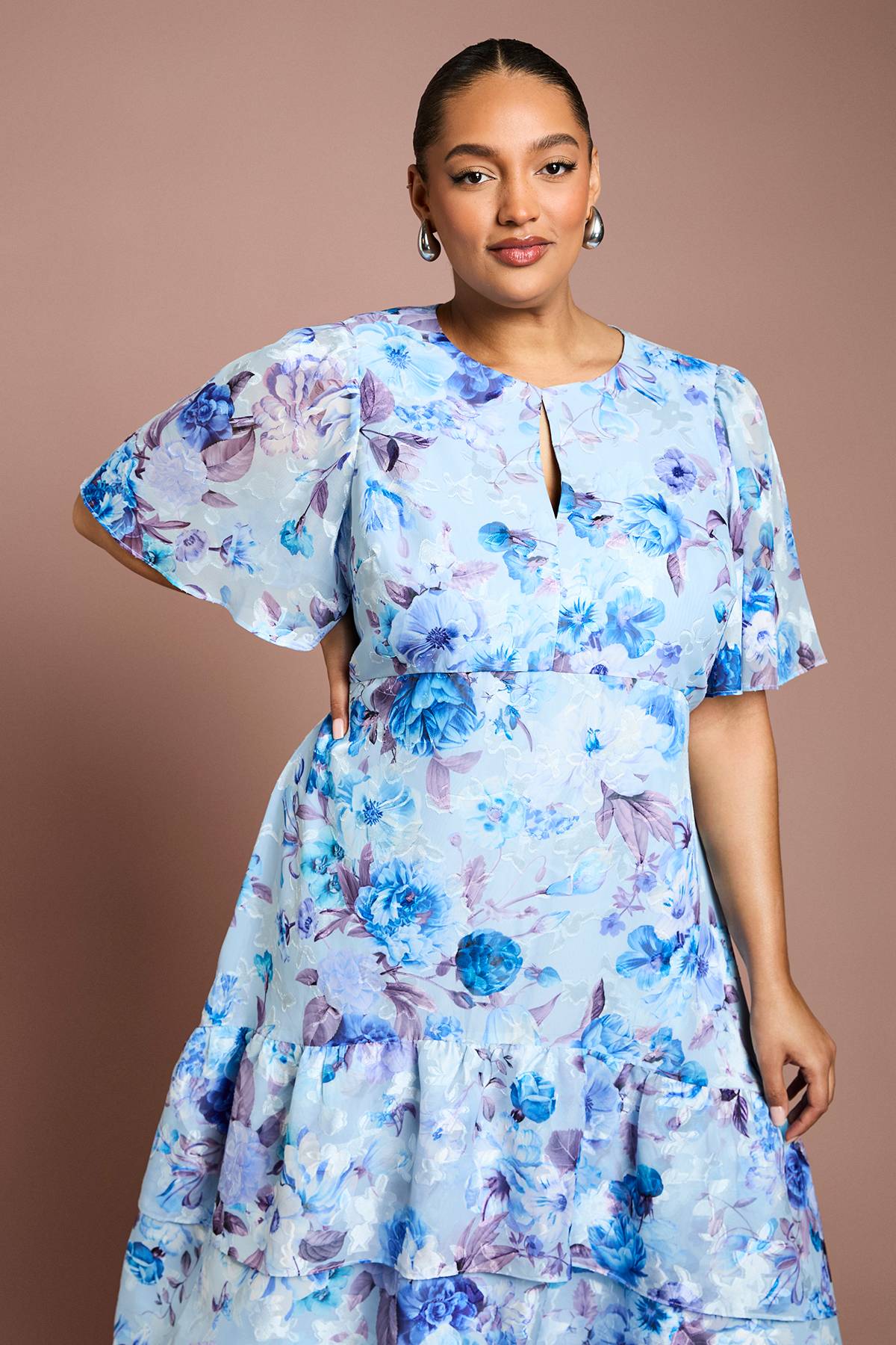 Coast Robe Mi-Longue Étagée à Imprimé Floral Grande Taille