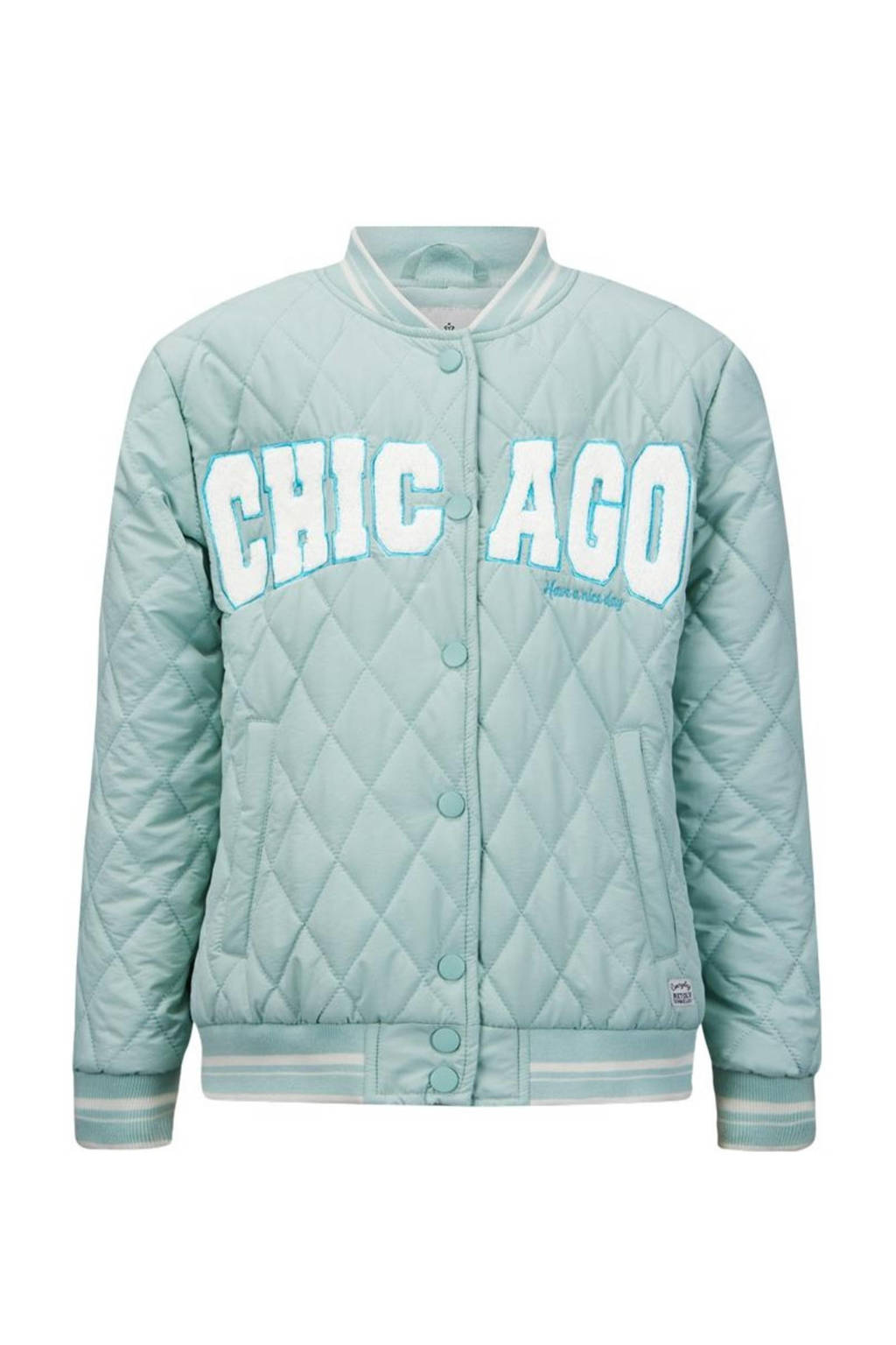 Retour Jeans bomberjack zomer Vicky met tekst pastelgroen