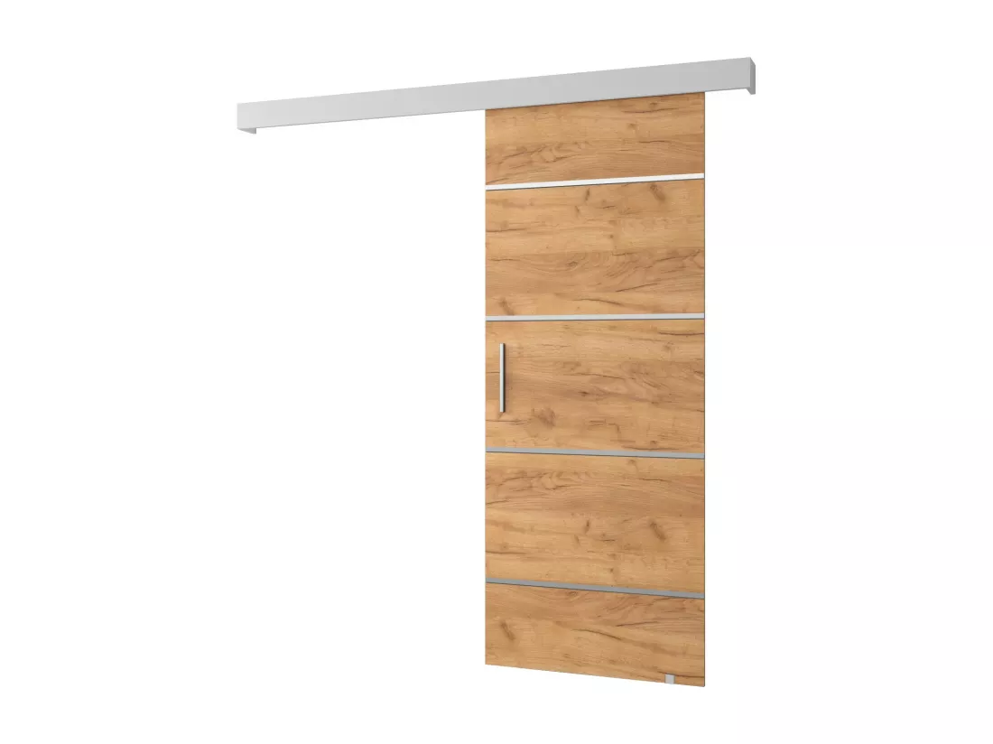 Portes coulissantes Salwador IV 70x204 cm (Chêne Craft / Blanc / Argent)