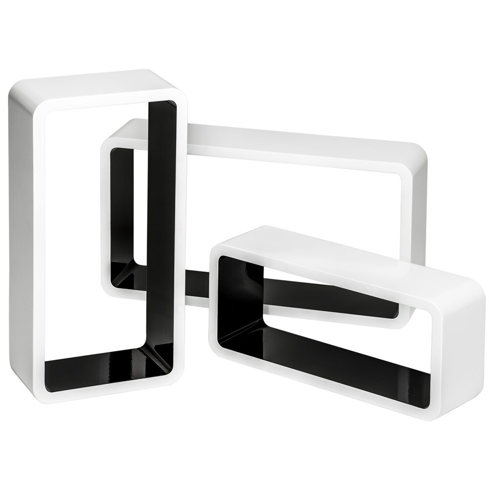 tectake® 3er Set Wandregal, Retro-Stil, mit abgerundeten Ecken, vielseitig verwendbar