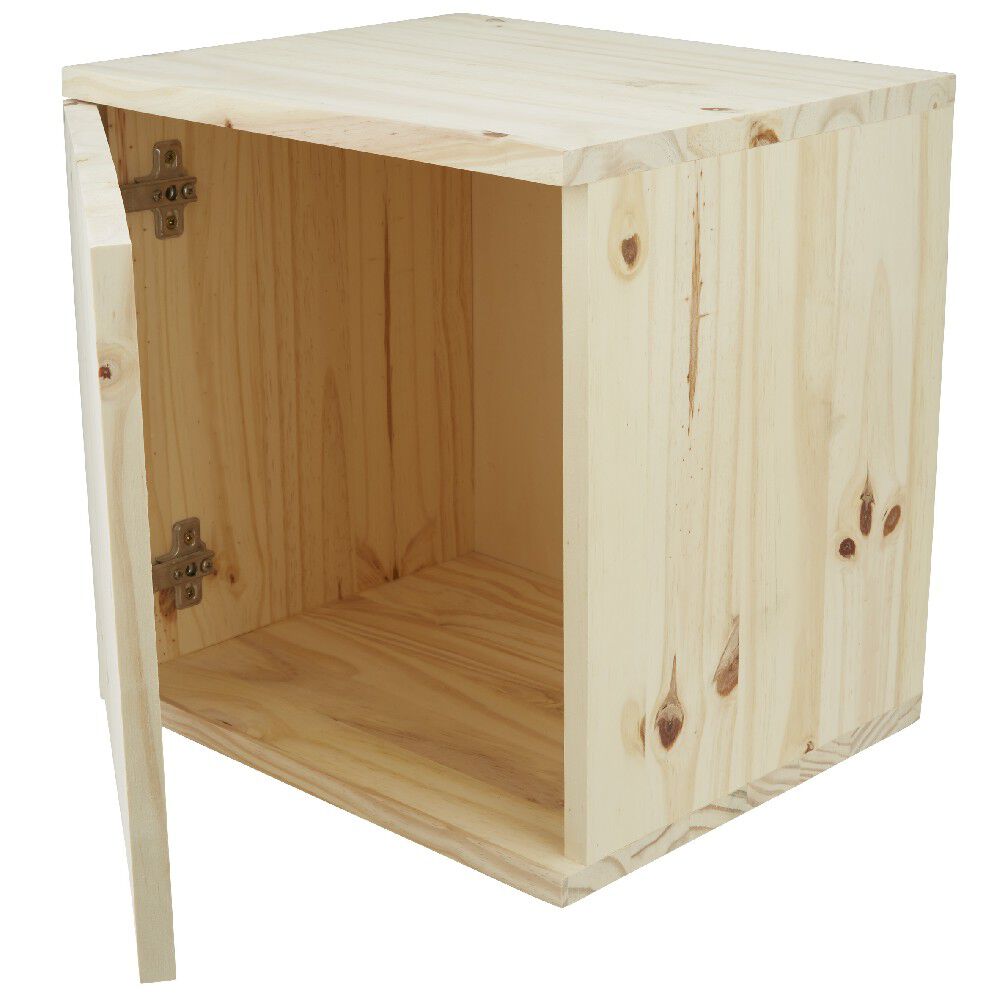 Cube de rangement 1 porte pin naturel