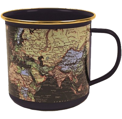 Map Of The World Blue Enamel Mug