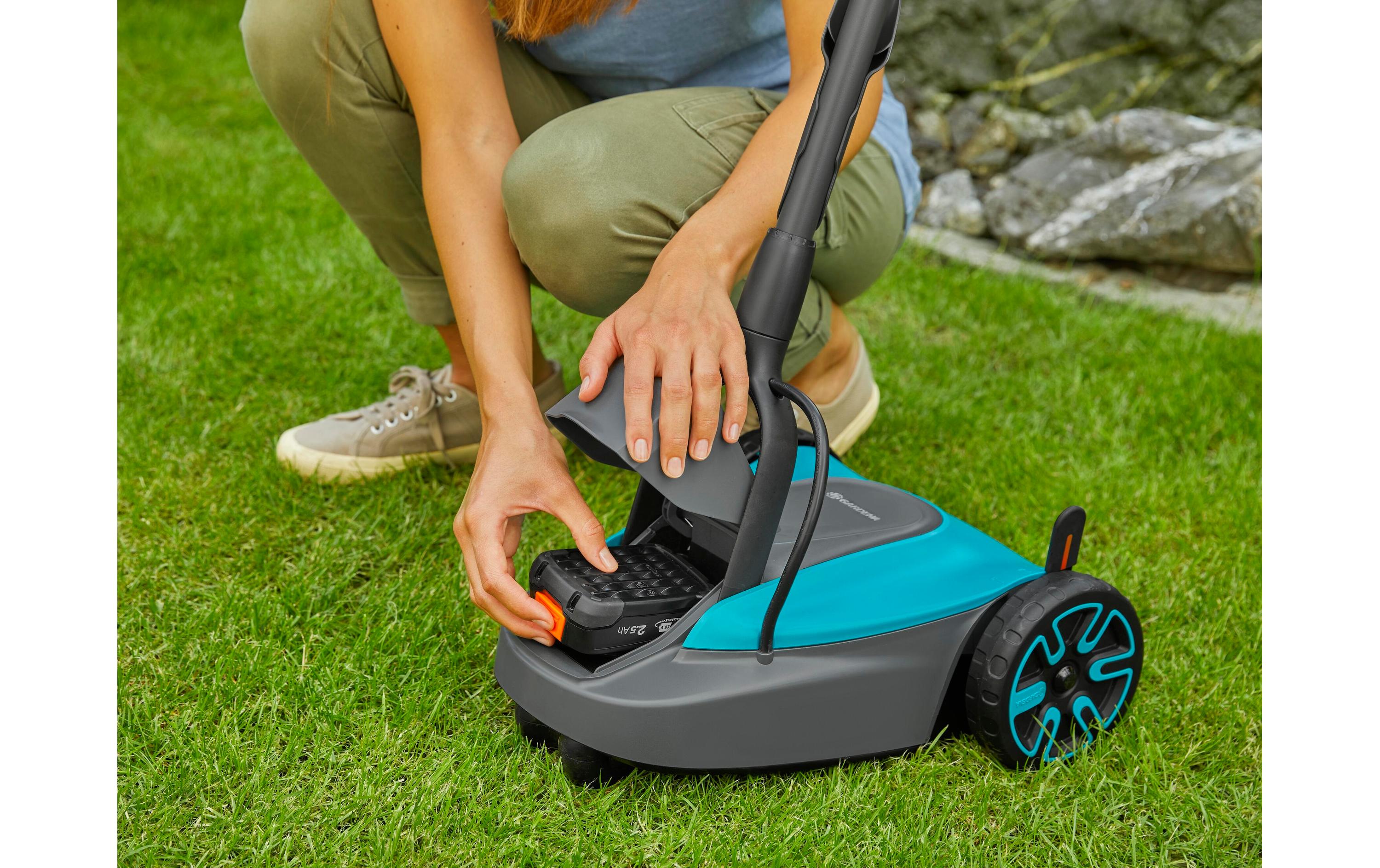 Akku-Rasenmäher HandyMower Li-22 / 18 V Set<br>Mit Ladegerät und Akku für kleine Gärten bis zu 50 m² Rasenfläche