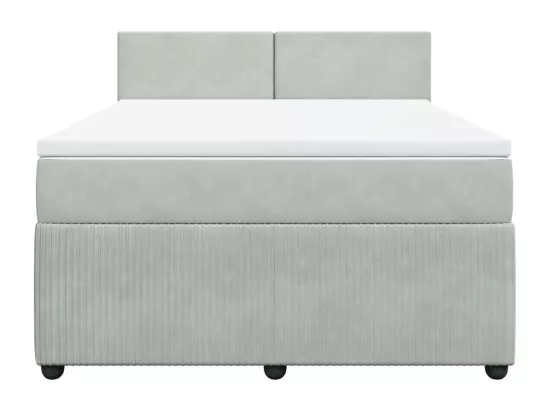 Sommier à lattes de lit et matelas Gris clair 160x200cm Velours