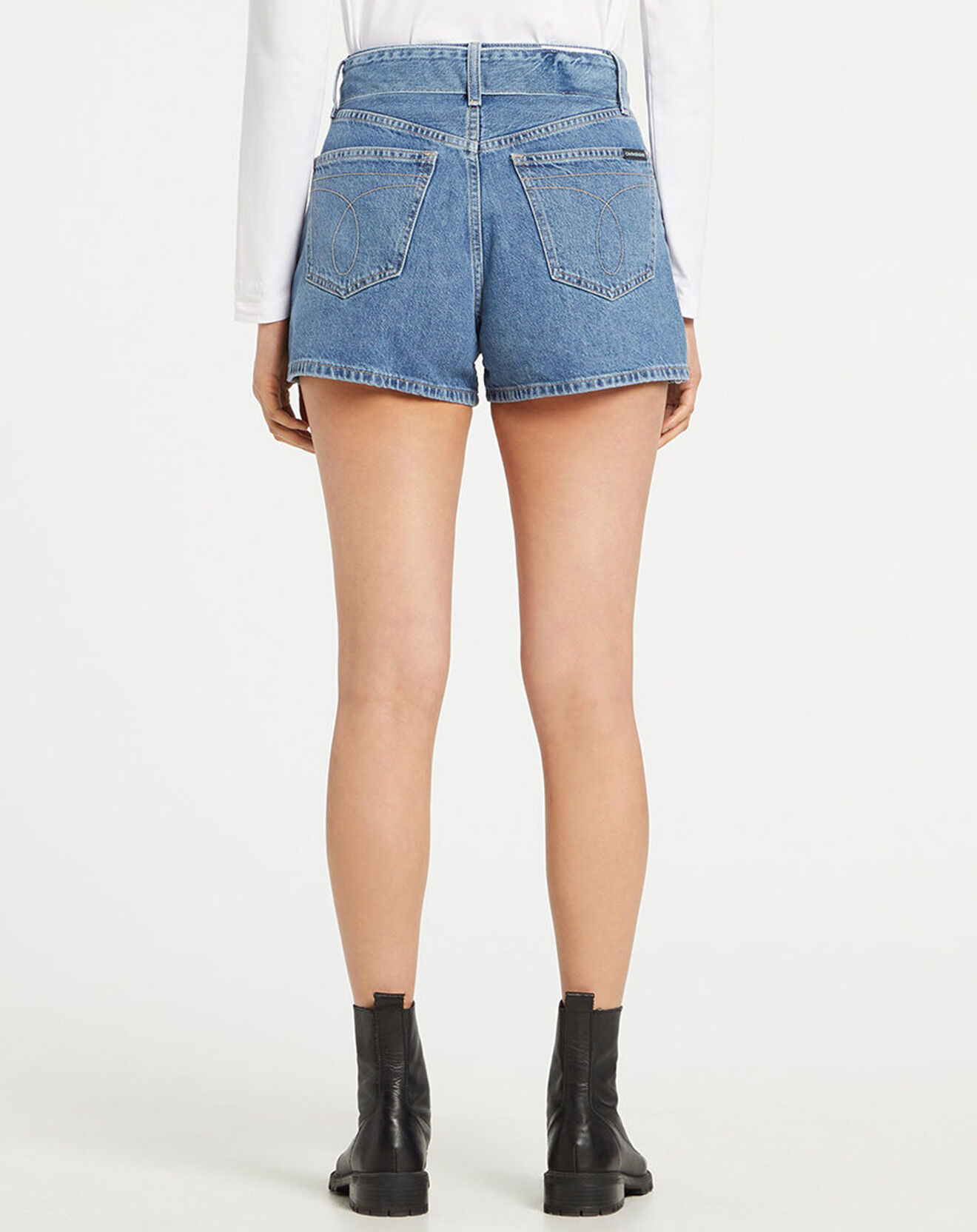 Calvin Klein Jeans Short Ceinture Logo bleu délavé