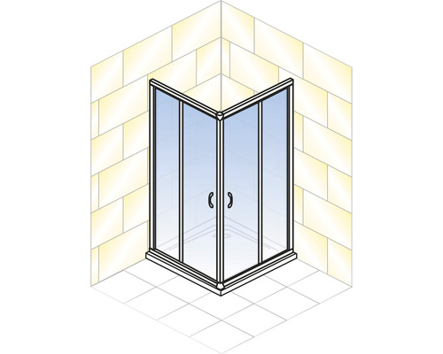 Hoekschuifdeur SCHULTE Sunny ExpressPlus 80 x 80 cm helder glasprofiel kleur chroom