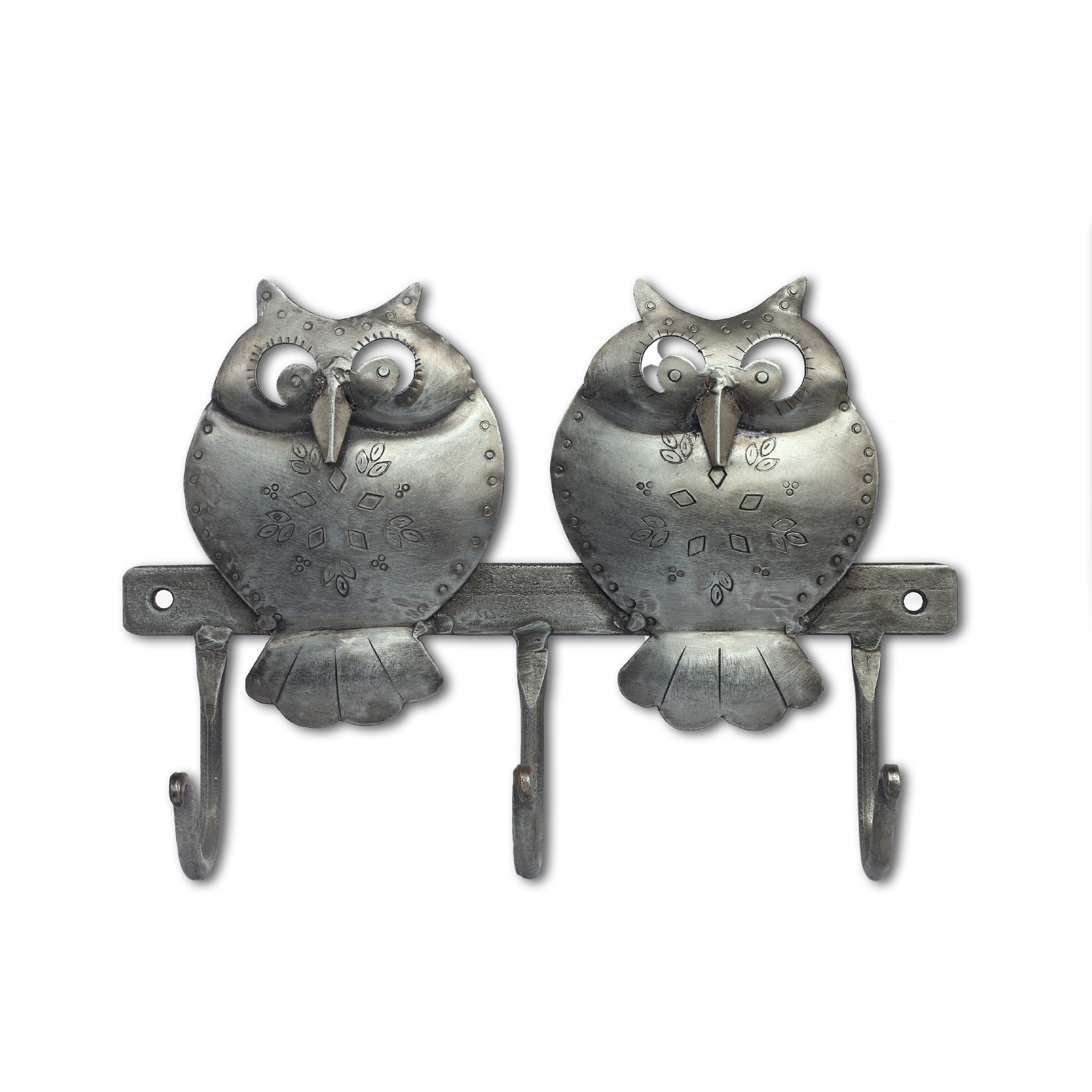 Wandhaken 3er 'Owls', silber, B 23 cm, H 17 cm, L 4 cm von fischer's lagerhaus