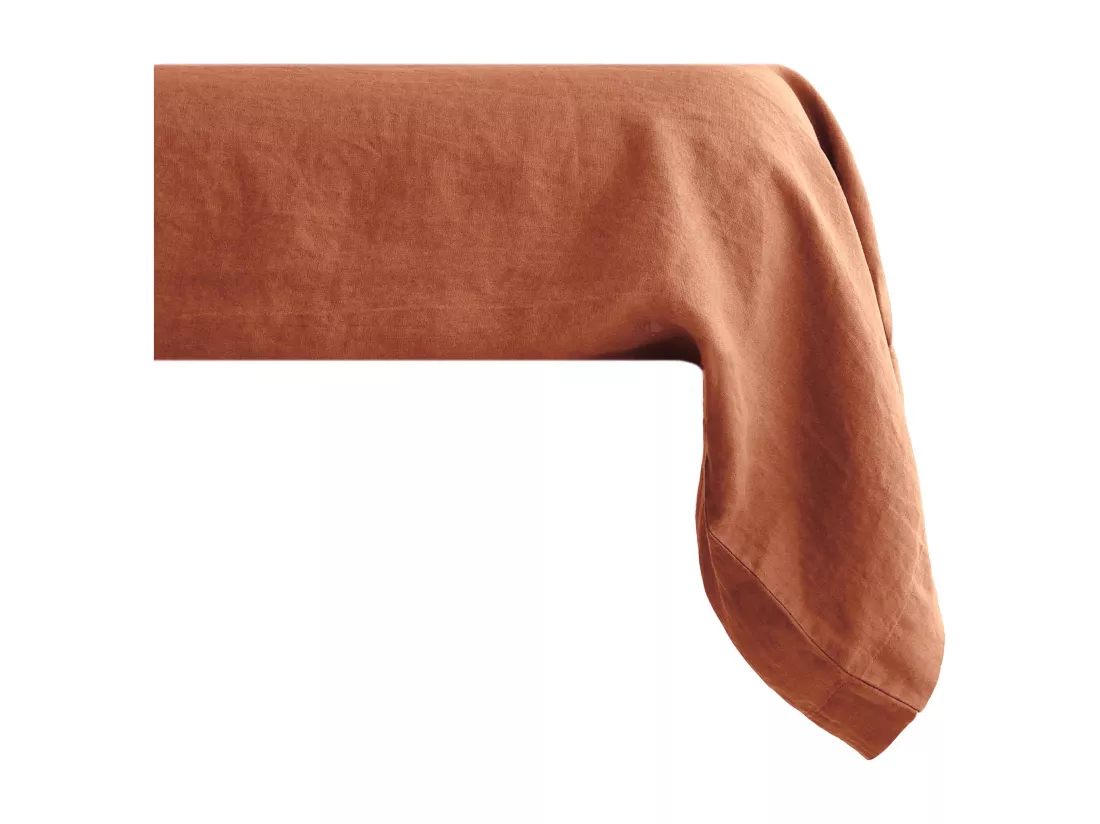 Taie de traversin 195x43 cm pur coton lavé PALACE terre cuite