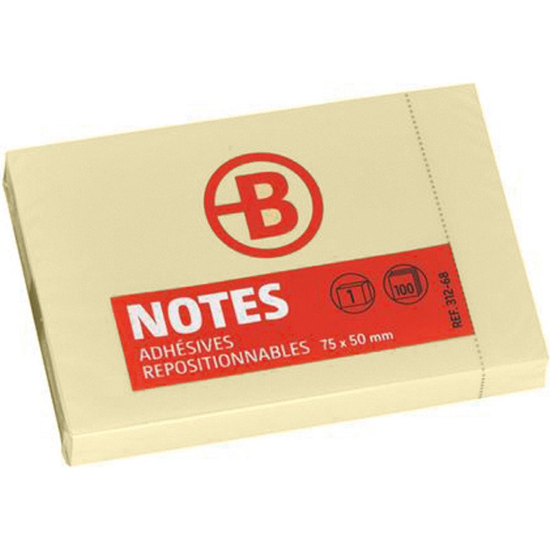Notes repositionnables jaunes Bruneau - bloc de 100 feuilles